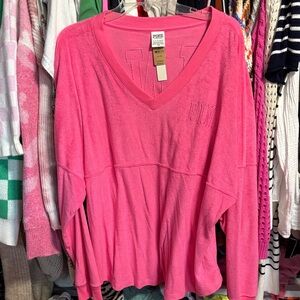 PINK Victoria's Secret Bright Pink V-Neck Sweatshirt